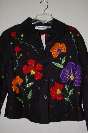 +MBADG #13-080  "Anage Black Floral & Bead Embelished Short Jacket"