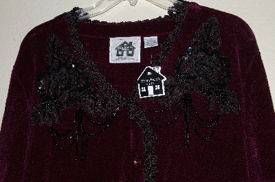 +MBADG #13-092  "Storybook Knits "Manifigue Rouge" DK Purple & Black Hand Embelished Sweater"