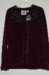 +MBADG #13-092  "Storybook Knits "Manifigue Rouge" DK Purple & Black Hand Embelished Sweater"