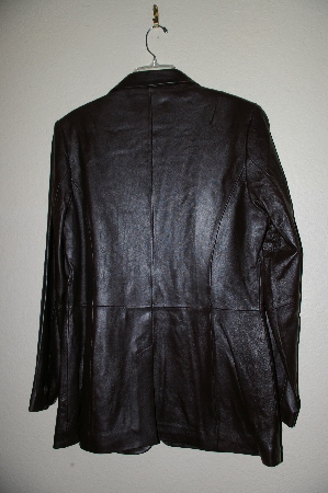 +MBADG #13-105  "Denim & Co Brown Lamb One Button Leather Blazer"