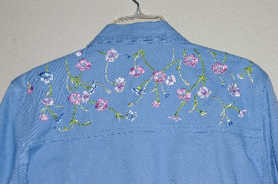 +MBADG #13-137  "Blaine Trump Blue Floral Embroidered Jean Jacket"