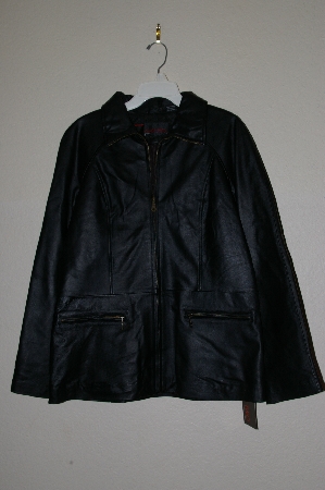 +MBADG #13-151  "Phase Two Black Leather Zip Front Jacket"