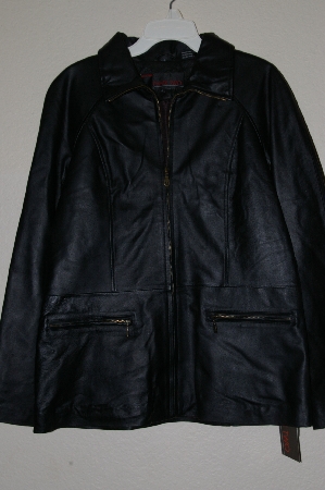 +MBADG #13-151  "Phase Two Black Leather Zip Front Jacket"