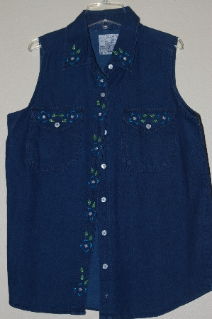 +MBADG #13-164  "Andrew's One Of A Kind Blue Denim Hand Beaded Shirt"