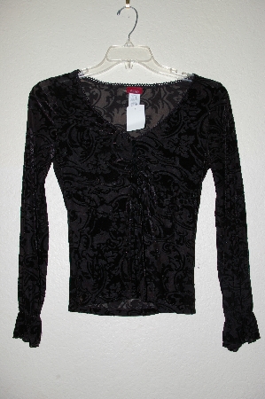 +MBADG #13-173  "Janette Black Velvet Burn Out Shirt"