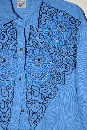 +MBADG #13-177  "1980's Tropical Nights One Of A Kind Hand Beaded Big Shirt"