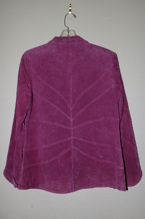 +MBADG #5-005  "Bob Mackie's "Della Robbia" Embroidered Berry Suede Jacket"