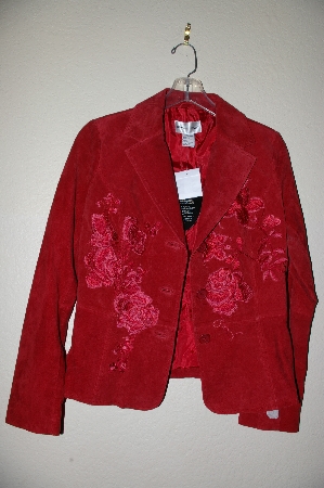 +MBADG #5-009  "Newport News Red Rose Embroidered Suede Jacket"