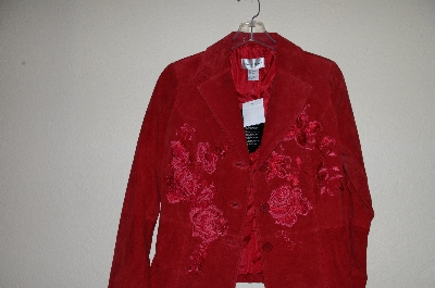 +MBADG #5-009  "Newport News Red Rose Embroidered Suede Jacket"