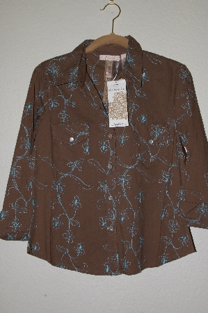 +MBADG #5-053  "Andrew & Co Brown, Turquoise Embroidery Shirt"