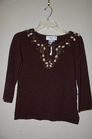 +MBADG #5-091  "Joseph A Brown Shell & Bead Embelished Sweater"