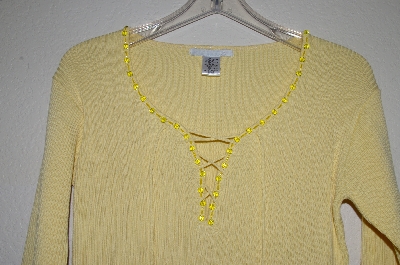 +MBADG #5-088  "R" One Of A Kind Yellow Hand Beaded Sweater"