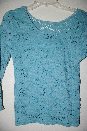 +MBADG #5-134  "G Wheels Blue Cut Out Floral Stretch Top"