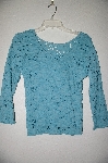 +MBADG #5-134  "G Wheels Blue Cut Out Floral Stretch Top"