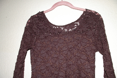 +MBADG #5-153  "G Wheels Brown Floral Cut Out Stretch Top"