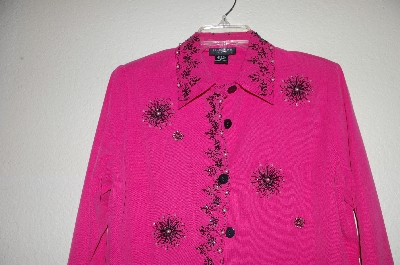 +MBADG #5-146  "Silkland Petite DK Pink One Of A Kind Hand Beaded Silk Top"
