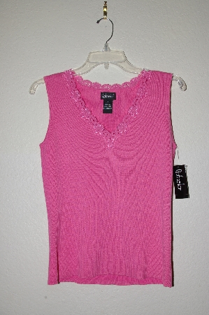 +MBADG #5-214  "Rafaella Fancy Pink & Lace Trim Knit Tank"