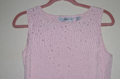 +MBADG #5-283  "Marisa Christina Fancy Pink Knit Glass Pearl Embelished Tank"