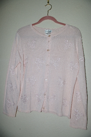 +MBADG #5-259  "Coldwater Creek Pink Floral Embroidery & Bead Cardigan"