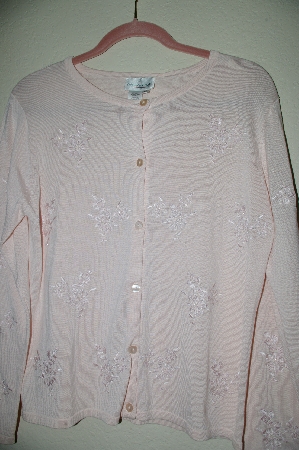 +MBADG #5-259  "Coldwater Creek Pink Floral Embroidery & Bead Cardigan"