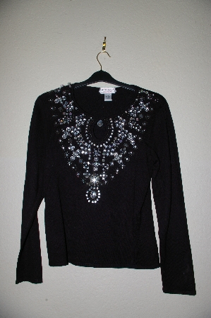 +MBADG #5-335  "Victor Costa Faux Gemstone Encrusted Black Knit Sweater" 