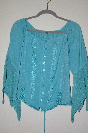 +MBADG #5-331  "L Pogee Fancy Embroidery & Sleve Rayon Button Front Shirt"
