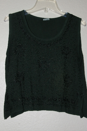 +MBADG #9-020  "Fancy Embroidered DK Green Rayon Top"