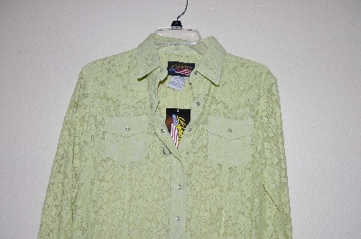 +MBADG #9-124  "US Western Fancy Green Lace Western Shirt"
