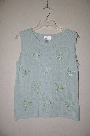 +MBADG #9-188  "Coldwater Creek Mint Green One Of A Kind Hand Beded Knit Tank"