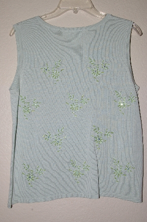 +MBADG #9-188  "Coldwater Creek Mint Green One Of A Kind Hand Beded Knit Tank"