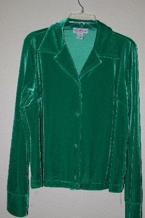 +MBADG #9-202  "J.G. Hook Fancy Green Velvet Button Front Shirt"