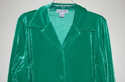 +MBADG #9-202  "J.G. Hook Fancy Green Velvet Button Front Shirt"