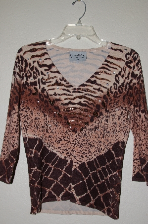 +MBADG #9-252  "Pamela McCoy Brown Fancy Embelished Sweater"