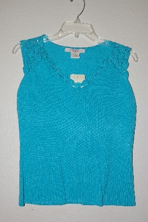 +MBADG #9-268  "Como Turquoise Blue Fancy Crochet Top Tank"