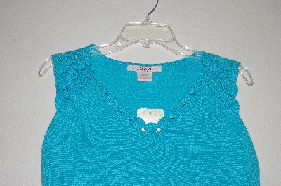 +MBADG #9-268  "Como Turquoise Blue Fancy Crochet Top Tank"