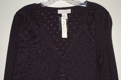 +MBADG #9-308  "Mainbocher Black Knit Button Front Cardigan"