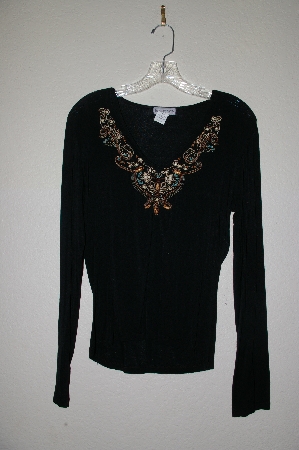 +MBADG #9-295  "Body Central Black Embroidery & Beaded Top"