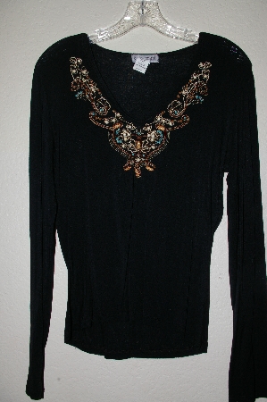 +MBADG #9-295  "Body Central Black Embroidery & Beaded Top"