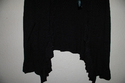+MBADG #18-347  "Yarns & Stitches Black Fancy Ruffle Front Cardigan"