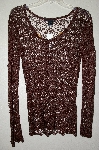 +MBADG #18-003  "Bette.Sung Fancy Brown Crochet Pullover Top"