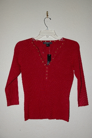 +MBADG #18-005  "August Silk Fancy Red Top With Gromet Trim"