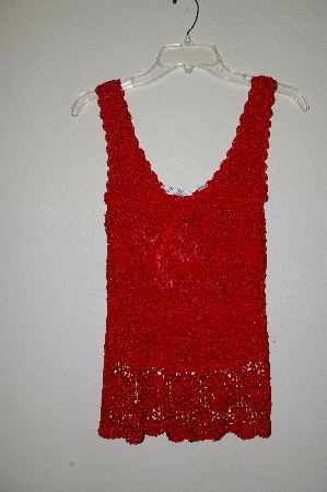 +MBADG #18-048  "M. Nicole Evening Fancy Red Crochet Tank"