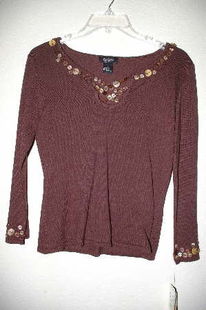 +MBADG #18-092  "Peck & Peck Fancy Button Embelished Knit Sweater"