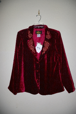 +MBADG #18-144  "Bob Mackies Red Velvet Rose Pattern Jacket"