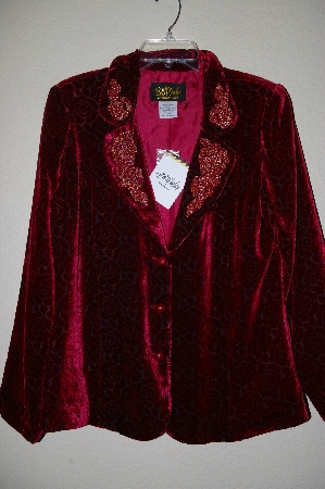 +MBADG #18-144  "Bob Mackies Red Velvet Rose Pattern Jacket"
