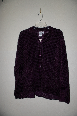 +MBADG #18-219  "Coldwater Creek Fancy Purple Velvet Button Front Top"