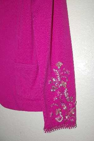 +MBADG #18-296  "Susan Graver  Fancy Stretch Knit Embelished 3 Button Jacket"