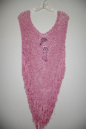 +MBADG #18-274  "Say What Fancy Pink Crochet Poncho"