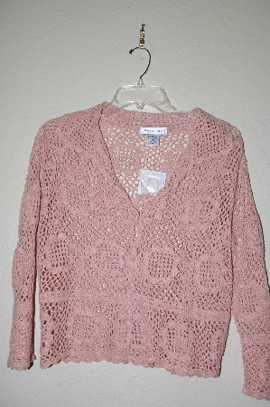 +MBADG #18-257  "Newport News Fancy Pink Crochet Cardigan"