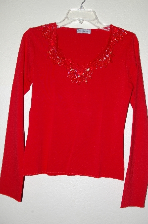 +MBADG #18-289  "Body Central Red One Of A Kind Fancy Hand Beaded Top"